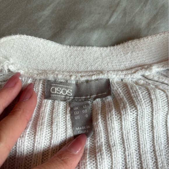 ASOS White Ribbed Sweater with Black Buttons - Picture 4 of 4